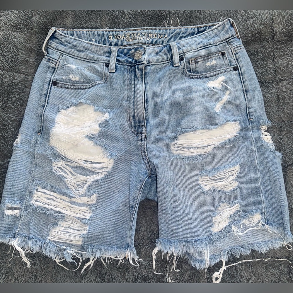 American Eagle Distressed Light Blue Denim Shorts